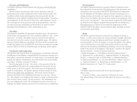 A two-page spread from a document, numbered 22 and 23, detailing The Bijlmer Spinoza-Festival. The text is organized under headings such as Presence and Production, The Other, Precariousness, Beam, and Dates. The content outlines the festival's philosophy, its sixteen constituent elements, and its schedule from April to July 2009.
