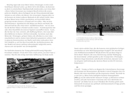 A two-page spread from a German book, pages 140 and 141, discussing border walls. The page on the right features a black-and-white photo of Donald Trump viewing a tall, slatted border fence. The page on the left has an aerial screenshot from a news report showing several prototypes of the border wall.