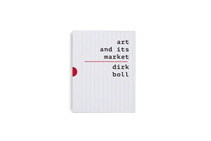 A white book cover resembling a lined notepad page, featuring the title art and its market and the author dirk boll in a black typewriter font. A thin red line separates the title from the author, and a red semi-circle is visible on the left edge.