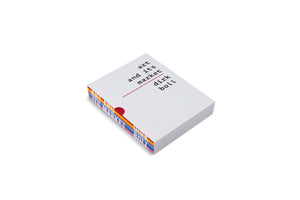 A thick book, Art and Its Market by Dirk Boll, is shown at an angle on a white background. The cover is designed like a page of lined notebook paper, with the title and author in a lowercase typewriter font separated by a thin red line. The side of the book reveals brightly colored layers of pages in red, orange, yellow, blue, and purple, with a small red semi-circle cutout.