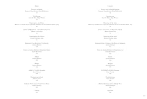 A two-page spread of a book's table of contents, presented bilingually. The left page, headed Inhalt, lists the chapters in German. The right page, headed Contents, lists the same chapters in English. The text is centered in a gray serif font on a white background. Chapter titles include Immanuel Kant: Critique of the Power of Judgment, Shame, and POVERTY REMIX.