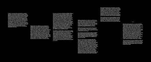 An excerpt from a book or essay displayed as white serif text on a black background. The text is arranged in several distinct blocks and discusses the history of slavery, Thomas Jefferson, the University of Virginia, the lives of Isabella and William Gibbons, and the Lost Cause mythology.