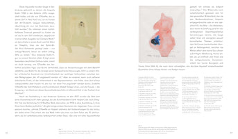 An open book showing pages 86 and 87 of an art history text in German. The spread features two artworks: on the left, a pale drawing by Auguste Rodin of a kneeling figure, and on the right, an abstract watercolor by Tracey Emin of a pink torso with a dark splotch and the words DARK BLACK LONELY SPACE.