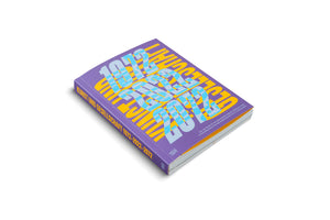 A book with a purple cover is shown at an angle on a white background. The cover features a bold, graphic design with the German words KUNST and GESELLSCHAFT and the numbers 1972 and 2022 layered in large yellow, light blue, and pale purple block letters. The title KUNST UND GESELLSCHAFT 1972-2022-2072 is printed in yellow on the spine.