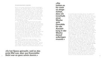 A two-page spread from a book, pages 22 and 23, with German text in black on a white background. The layout features standard text columns and two large, prominent pull quotes in a bold, sans-serif font that dominate the pages.
