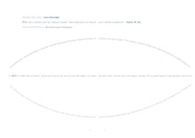A minimalist text layout on a white page with titles and authors at the top, including Irina Gheorghe, Elaine W. Ho, and Marold Langer-Philippsen. Below, lines of text form a large, incomplete oval. The top arc begins with a greeting, Good afternoon. The bottom arc discusses a pulsar. A straight line of text cuts through the middle, starting with a timestamp, 19:57, and an introduction from a host of a 22-hour event. Page numbers 10 and 11 are at the bottom.