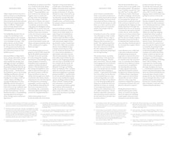 An open book showing two facing pages of text. The left page, numbered 42, is in a Scandinavian language, while the right page, numbered 45, is in English. Both pages share the heading KNOCKOUT PINK and feature dense paragraphs with numbered footnotes at the bottom.