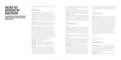 A two-page spread from a German book showing excerpts from interviews with coal women, titled Auszüge aus Interviews mit Kohlefrauen. The text is laid out in a clean, two-column format on pages 106 and 107, featuring the transcribed conversations.