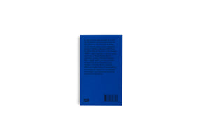 The back cover of a book with a vibrant blue background set against a white surface. The cover features a block of white text summarizing the book's contents, which begin with the question, Is construction unsustainable by design?. Below the summary are the publisher's logo for Hatje Cantz, an ISBN, and a barcode.