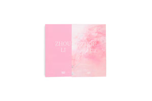 A studio shot of two vertical books placed side by side on a white background. The book on the left has a solid pink cover, and the book on the right has an abstract, painterly cover in shades of pink and white. Both covers feature the text ZHOU LI in large, white, uppercase letters, with HATJE CANTZ printed at the bottom.