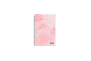 The back cover of a vertically oriented book is displayed against a solid white background. The cover has an artistic, abstract design with a mix of pink, white, and pale blue hues in a painterly, textured style. A barcode and text are printed at the bottom.