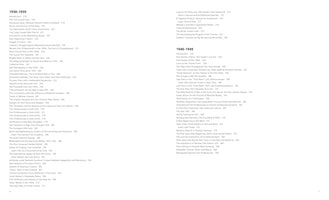 A two-page spread from a book showing the table of contents. The content is divided into two main sections: 1930-1939 on the left page and 1940-1949 on the right. Each section lists chapter titles related to film history, followed by their corresponding page numbers.