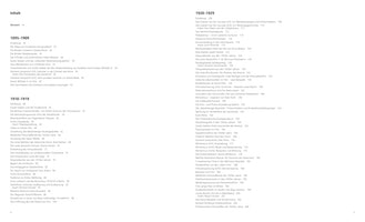 A two-page spread showing the table of contents from a German book about early film history. The contents, titled Inhalt, are organized chronologically into sections for 1895-1909, 1910-1919, and 1920-1929, with chapter titles and page numbers listed in two columns.