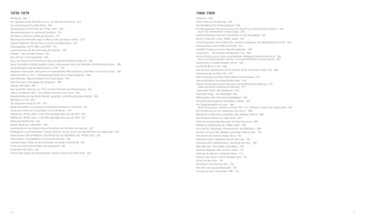 A two-page spread from a German-language book's table of contents. The left page lists topics for the years 1970–1979, and the right page lists topics for 1980–1989. Each entry is followed by a page number. The pages are numbered 10 and 11 at the bottom.