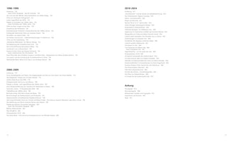 A two-page spread of a table of contents from a German book on film. The content is organized by time periods, including 1990-1999, 2000-2009, and 2010-2024, followed by an appendix section titled Anhang. Each entry lists a topic or film title alongside its corresponding page number.