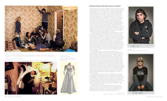 A two-page spread from a German publication about filmmaker Fatih Akin. The left page shows a large behind-the-scenes photo of a film crew, a film still, and a wedding dress. The right page contains an article in German and two portraits of Fatih Akin.