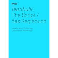The cover of Bambule: The Script / das Regiebuch, number 092 in a series, featuring thin black text on a bright cyan background.