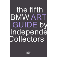 The cover of the fifth BMW Art Guide by Independent Collectors, with the title in large white and purple lettering on a dark grey background.