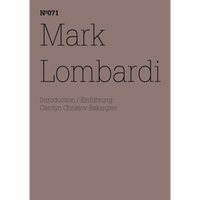 The cover for Mark Lombardi, Nº071, featuring thin black typography on a dusty rose background.