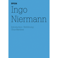 A minimalist blue book cover with black serif text that reads N°034, Ingo Niermann, Introduction / Einführung: Chus Martínez.