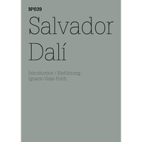 A minimalist book cover for Salvador Dalí, featuring thin black typography on a solid gray-green background.