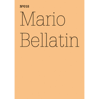 A minimalist book cover for Nº018, Mario Bellatin, with delicate black serif text on a peach-colored background flanked by black vertical bars.