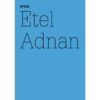 The cover of Etel Adnan, Nº006, features thin black typography on a solid blue background.
