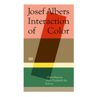 The book cover for Josef Albers's Interaction of Color, featuring an abstract design of horizontal color bands overlaid with a darker, tilted rectangle.