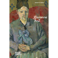 The cover of the book Cezanne A-Z by James H. Rubin, featuring a painting of a woman with her hair up, seated in a red chair.