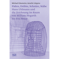 A purple-tinted book cover for Fäden, Drähte, Schnüre, Stäbe, featuring a wireframe sculpture of a human head and bust.