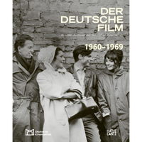 The cover of the book Der Deutsche Film 1960-1969, featuring a black and white photograph of four smiling people in 1960s coats standing in front of a brick wall.