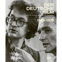 The cover of the book Der Deutsche Film 1970-1979, featuring a grainy, black-and-white photograph of two men on a film set, one of whom holds a string to his eye.