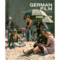 The book cover for German Film 2000-2009, featuring a behind-the-scenes photograph of actors and crew on a beach during a film shoot.