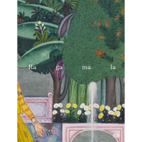 The book cover for Ragamala, featuring a detail from an Indian painting of a person holding a rose in a lush garden with a fountain and daisies.