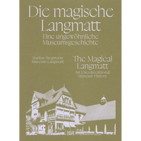 The cover of Die magische Langmatt, featuring a white serif title and a stylized illustration of a historic house on an olive green background.