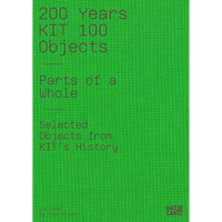A book cover with a bright green woven texture and thin purple text that reads, 200 Years KIT 100 Objects.