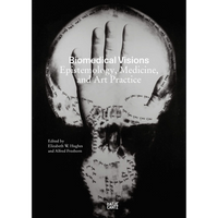 A black and white book cover for Biomedical Visions featuring a photograph of a hand held against a glowing orb, with the word you handwritten repeatedly over the image.