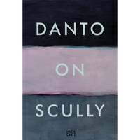 The book cover for Danto on Scully, with the title set against an abstract painting of three wide horizontal stripes in dark blue, pale pink, and grey-blue.