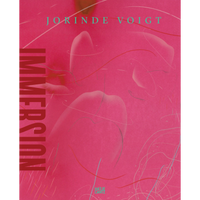 The cover of Immersion by Jorinde Voigt shows an abstract design of soft shapes and thin, swirling lines on a vibrant pink background.