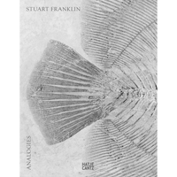 A black and white photograph of a fish tail fossil on the cover of the book Analogies by Stuart Franklin.