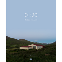 A white barn with a red roof sits in a green mountain valley under a pale blue sky featuring the title 01:20 by Bastiaan van Aarles.