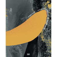 The book cover for Von Zeitentzerrzonen und Nacht-U-Boten by Ulrike Flaig, featuring a large, curved yellow shape overlaying a grainy, black-and-white photograph of a rocky cliff.