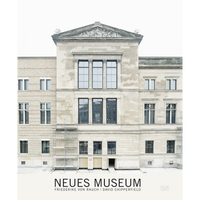 The cover of the book Neues Museum, featuring a straight-on photograph of the museum's grand, weathered facade with scaffolding on the side.