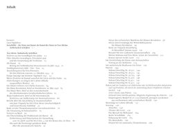 The table of contents, titled Inhalt, from a book written in German. The page is formatted into two columns, listing various chapters and sections, such as Yves Klein, Ästhetische Schriften and Die blaue Revolution, along with their corresponding page numbers.
