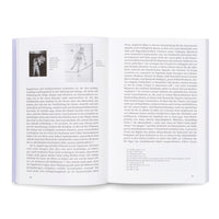 An open book showing a two-page spread in German, pages 48 and 49. The left page has two columns of text, a small black-and-white photograph of a person, and a line drawing of a figure. The right page is a full column of text with footnotes at the bottom.