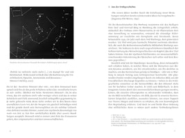A page from a German academic text, featuring a black-and-white image of a star chart of the northern sky on the top left. The chart shows constellations like Cepheus and Ursa Minor with lines connecting the stars. The rest of the page is filled with dense German text in paragraphs, with footnotes at the bottom.