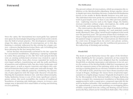 An open book showing two pages of text about the artist Katharina Grosse. The left page, numbered 6, is titled Foreword. The right page, numbered 7, has two sections titled The Publication and Wunderbild. Both pages feature black serif text on a white background.