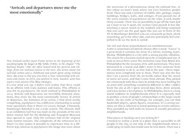 A two-page spread from a book, showing pages 72 and 73, with two columns of black text on a white background. The top of the left page has a large headline that reads, Arrivals and departures move me the most emotionally. The text is an interview about art, train stations, and public art.