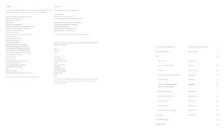 A page from a book or catalogue showing acknowledgements and a table of contents. The left side lists Lenders and Partners, including various art museums and foundations. The right side is a table of contents, listing chapter titles such as Foreword and Acknowledgments and Plates, along with authors and page numbers.